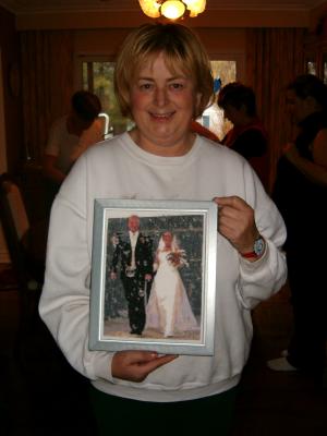 Fiona's finished Wedding Picture which she charted herself from a photo.