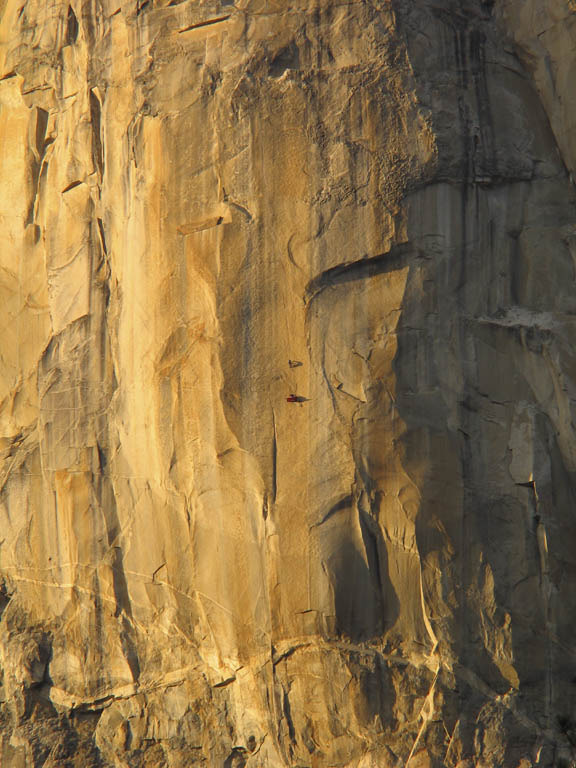 Climbers on El Cap Preparing for Nightfall [D]