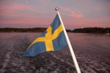 Swedish flag in sunset