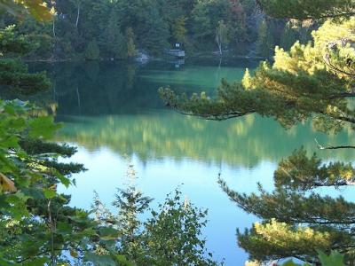 Pink lake in Gatineau park Quebec