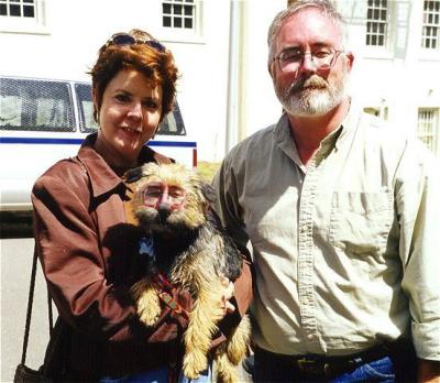 Kathy, Burl and a suspicious dog