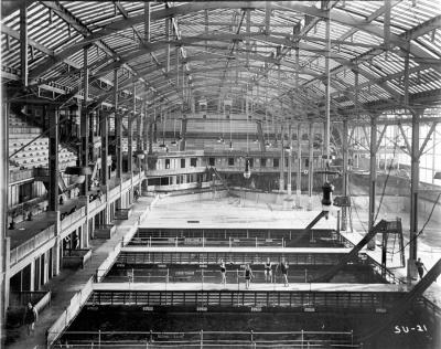 View 5. Baths interior by Behrman, view looking south
