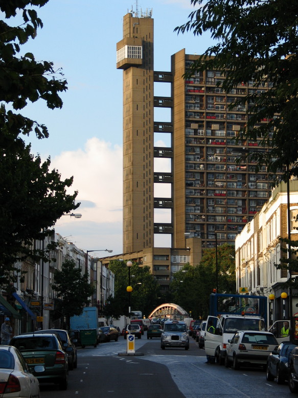 Looking right up our street to Goldbourne Rd, and Trellick Tour