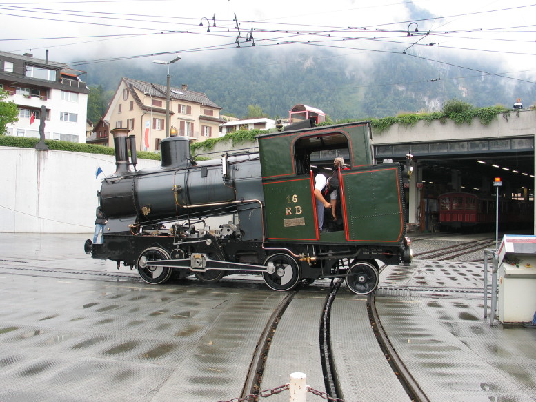 First cable car pushed by a steam engine.