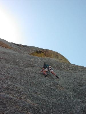 Heading up the rock