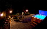 Tub is up and running. Tiki lamps provide the mood.
