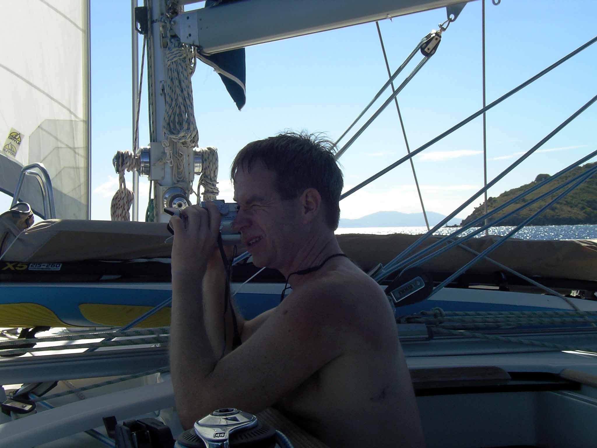 Ben taking a photo of Sandy Cay
