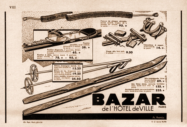Skis des annes 30 au Bazar de lHtel de Ville  Paris