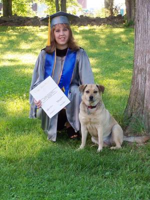 Hannah and Buddy with honors certificate