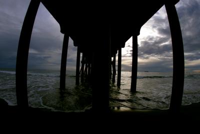 under Huntington beach pier in lowkey