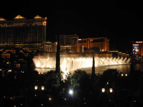 Bellagio Fountains at night.