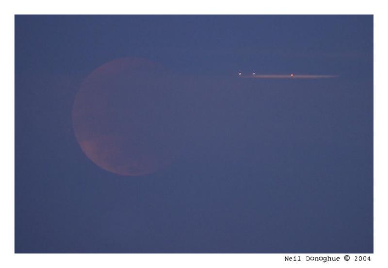 Plane with Moon during Lunar Eclipse