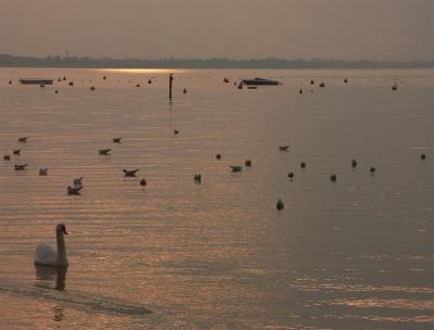 Peace and tranquillity at sunset on Lake Garda