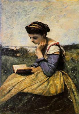 Woman Reading in a Landscape - Corot