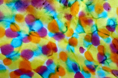 Colors merge.  Silk paint on China Silk
