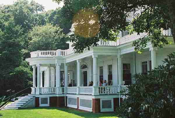 The 'front porch' side of Flat Top Manor - the main house of the Moses Cone Estate, on the Blue Ridge Parkway near Blowing Rock, North Carolina.
