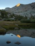 Sunrise,Vogelsang, small tarn near camp