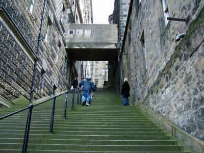 Some stairs up a close leading to the Royal Mile