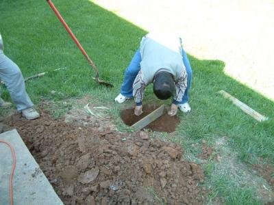 How he measures the holes for the footers
