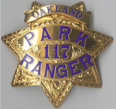 fully hand engraved oakland ca park ranger badge