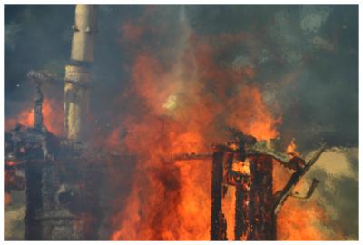 Chimney still standing