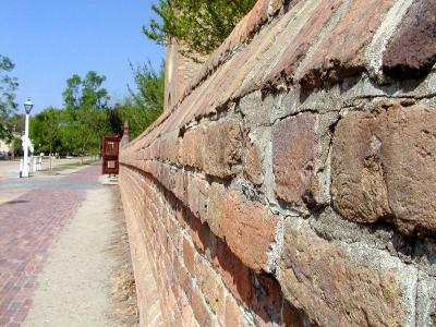 Brickwork in front of Bruton Parish Church