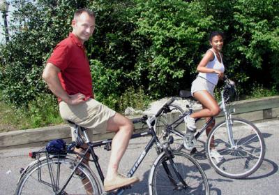 Two of the BURP riders arrive at the Franklin's parking lot