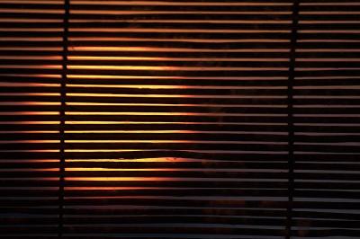 Sunset through blinds