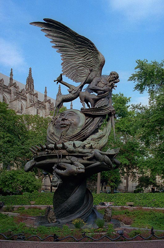 Greg Wyatts Peace Fountain in the sculpture garden of Cathedral St. John the Divine