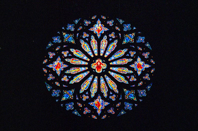 Great Rose Window in the Cathedral St. John the Divine, the largest stained glass window in the United States