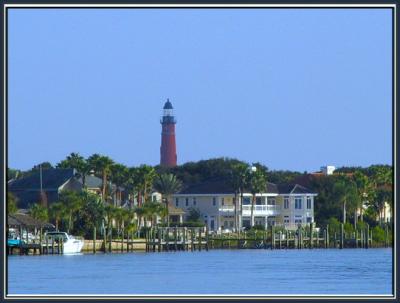 Ponce Inlet Lighthouse seen from Inlet Harbor