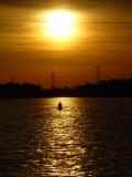 Sculling doubles at sunset