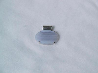 Large (3x4 cm) blue-lace agate stone in a prong setting. not for sale