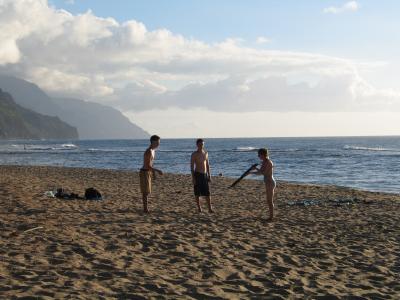 Australians hitting a ball on Ke'e beach