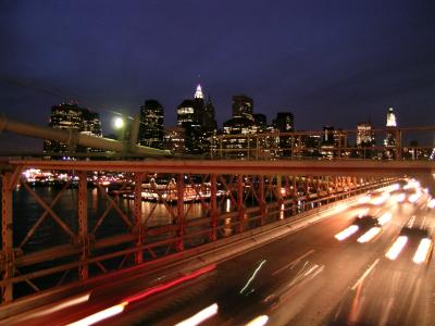 Brooklyn Bridge Night Traffic