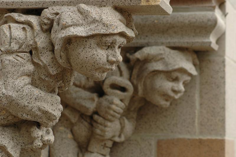two stone faces