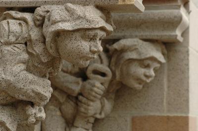 two stone faces