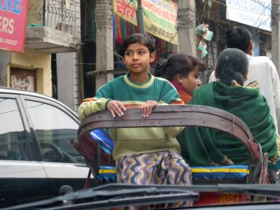 Family in rickshaw, Delhi