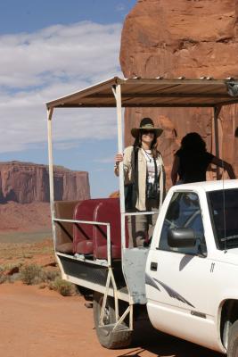 Cynthia on our tour jeep