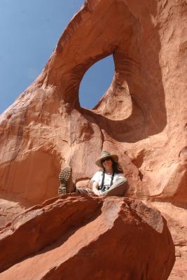 Cynthia in a favorite spot (on red rock)