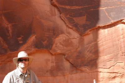 Jim with petroglyphs (c. 1100)