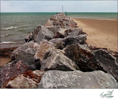Break Water Rock Barrier on Lake Michigan
