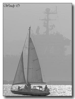 Sailboat & Warship