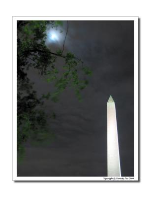 Foggy Moon Over Washington Monument