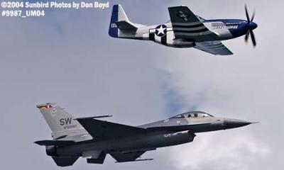 TF-51 Crazy Horse and USAF F-16 at Air & Sea practice show aviation air show stock photo #9987