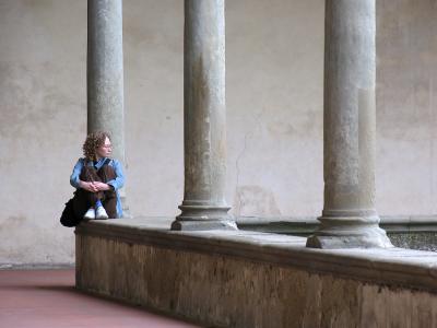 Meditating in the cloister, St. Croce