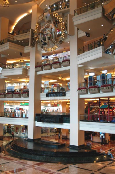 Inside one of the Singapore-style shopping malls