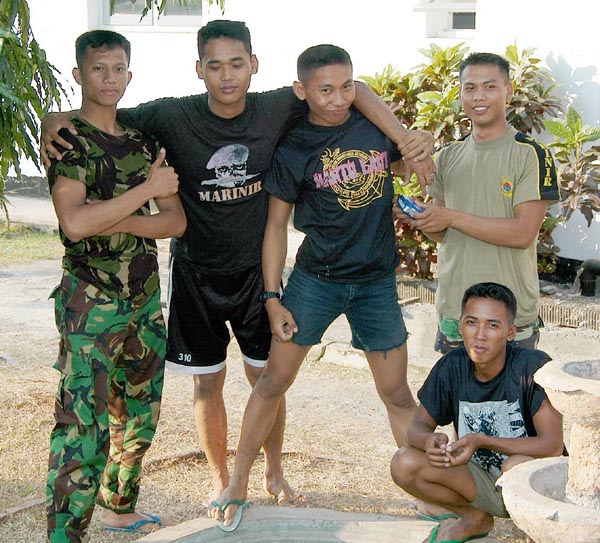 Indonesian Marines at their barracks near the Borobudur Hotel