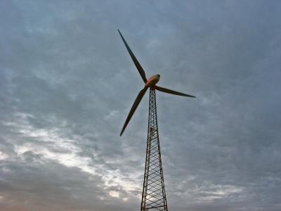 Power Generating Windmill at Dusk