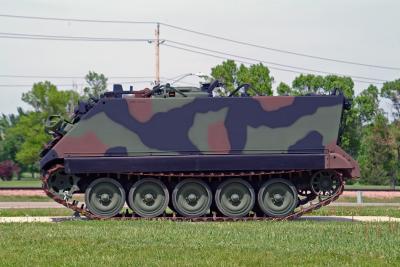 Military Track Vehicle at National Guard Armory